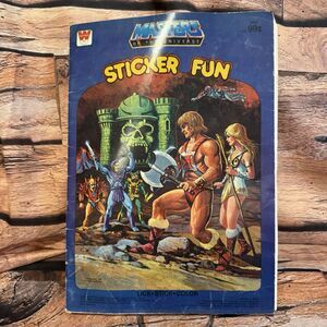 Vintage 1983 Masters of the Universe He-Man Sticker Fun Book Golden MOTU Used